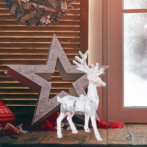 Sewroro 2pcs Christmas Reindeer Ornaments Acrylic Reindeer Deer Figurine Glass Collection Ornament Statue Animal Collectible Standing Christmas Table Centerpiece Home Decoration