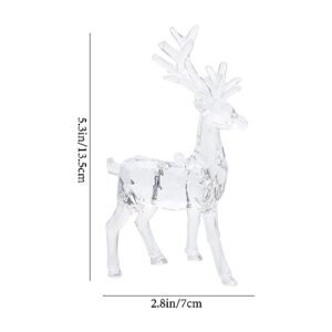 Sewroro 2pcs Christmas Reindeer Ornaments Acrylic Reindeer Deer Figurine Glass Collection Ornament Statue Animal Collectible Standing Christmas Table Centerpiece Home Decoration