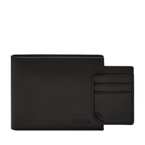 fossil men's derrick leather bifold sliding 2-in-1 with removable card case wallet, black, (model: ml3685001)