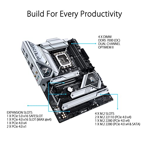 ASUS Prime Z790-A WiFi 6E LGA 1700(Intel®13th&12th) ATX Motherboard (16+1 DrMOS, PCIe 5.0,DDR5,4X M.2 Slots,2.5 Gb LAN,USB 3.2 Gen 2 Front Panel Type-C, Thunderbolt™ 4/USB4, DP)