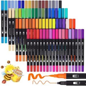 swemos markers for adult coloring, 72 colors art markers set dual tip brush pen, coloring markers fine point kids artist drawing paintings diaries journaling art projects art supplies with case