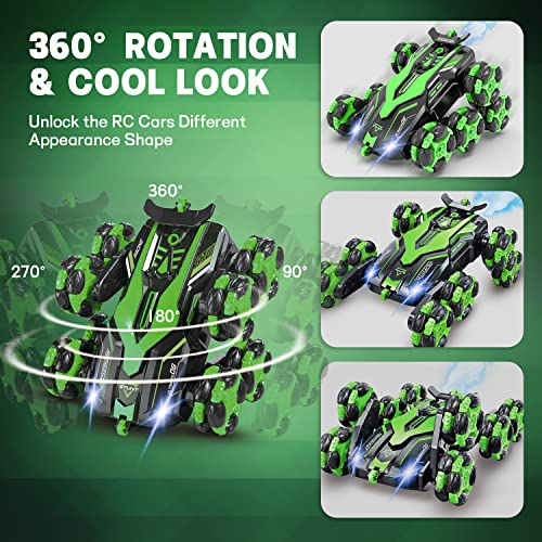 Remote Control Car for Boys 8-12 & Age 4-7, 2.4Ghz RC Drift Stunt Car, 360 Degrees Rotating Remote Control Cars Toy for Kids, with 2 Batteries& Spray& LED Lights, Birthday Gifts for Kids
