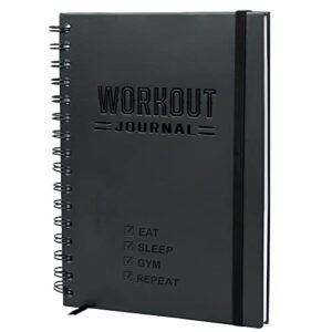 hardcover fitness journal workout planner for men & women - a5 sturdy workout log book to track gym & home workouts