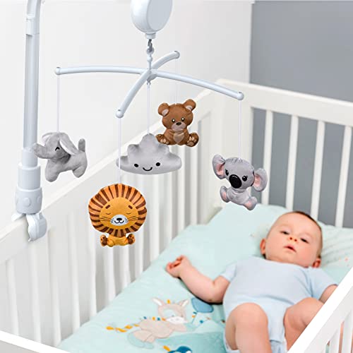 FEISIKE Baby Mobile for Crib with 3 Modes Musical Box,Volume Control,12 Lullabies,Animal Nursery Crib Toys for Newborn Ages 0 and Older,23 Inches Baby Mobile Arm Clip on