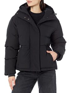amazon essentials women's short waisted puffer jacket (available in plus size), black, x-small