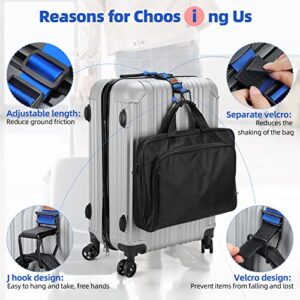 Exshoiu Luggage Hook Strap, J Hook Luggage Strap Flight Attendant with Hands Free, Adjustable Travel Luggage Straps for Add a Bag Hook (Deep Blue)