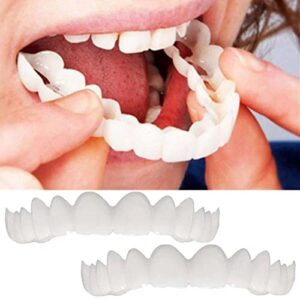 chnlml 2 pairs instant veneers dentures for men and women, customizable temporary ​fake teeth, teeth improve smile, perfect braces and whitening substitutes, suitable for everyone with, multicolor