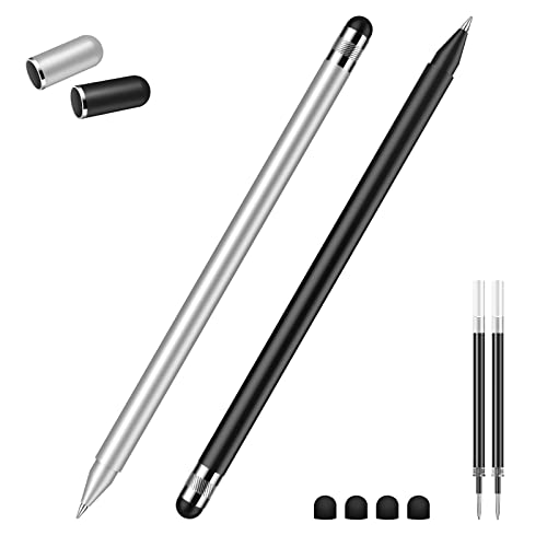 Stylus Pens for Touch Screens - Digiroot 2 in 1 Universal Stylus Rollerball Pen, Sensitive and Durable, Compatible with iPad/iPhone/Samsung/Tablet(2 Pack Stylist Pens)