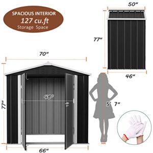 Amopatio Heavy Duty Outdoor Storage Shed 6' x 4', Weather Resistant Metal Shed, Sturdy Tool Shed for Garden/Backyard, Black