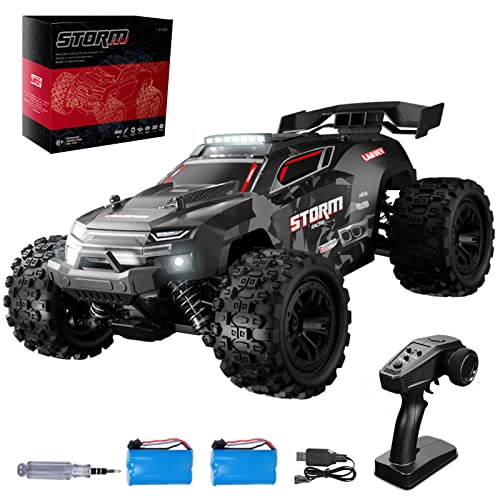 LARVEY 1:18 Scale 4WD Off-Road 40KM/H High Speed Remote Control Car, All Terrains Remote Control Truck with LED Lights, 2.4GHz Remote Control, rc Cars for Boys Age 8-12