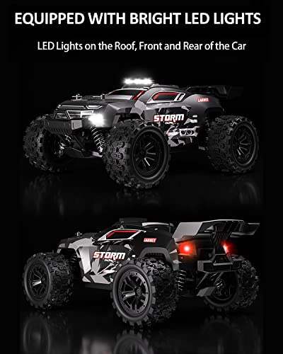 LARVEY 1:18 Scale 4WD Off-Road 40KM/H High Speed Remote Control Car, All Terrains Remote Control Truck with LED Lights, 2.4GHz Remote Control, rc Cars for Boys Age 8-12
