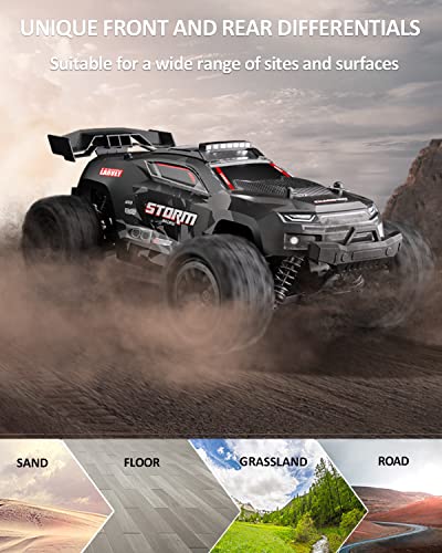 LARVEY 1:18 Scale 4WD Off-Road 40KM/H High Speed Remote Control Car, All Terrains Remote Control Truck with LED Lights, 2.4GHz Remote Control, rc Cars for Boys Age 8-12