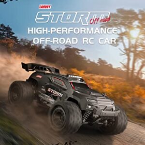 LARVEY 1:18 Scale 4WD Off-Road 40KM/H High Speed Remote Control Car, All Terrains Remote Control Truck with LED Lights, 2.4GHz Remote Control, rc Cars for Boys Age 8-12