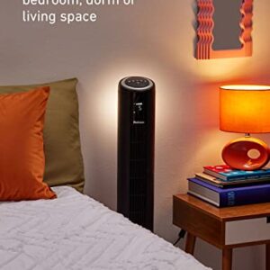 HOLMES 42" Digital Tower Fan with Accent Light, ClearRead Display, High/Low Brightness Level, 90° Oscillation, 5 Speeds, 4 Modes, 8-Hour Timer, Home, Bedroom or Office, Remote Control, Matte Black