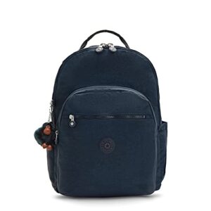 kipling women's seoul extra large 17” laptop backpack, durable, roomy with padded shoulder straps, bag, true blue tonal 2, 13.5" l x 18.25" h x 7.75" d