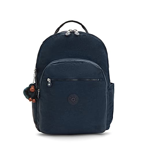 Kipling Women's Seoul Extra Large 17” Laptop Backpack, Durable, Roomy with Padded Shoulder Straps, Bag, True Blue Tonal 2, 13.5" L x 18.25" H x 7.75" D