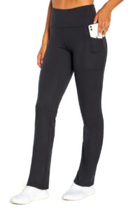 balance collection womens standard emilia high rise pocket bootcut yoga pant, black, large