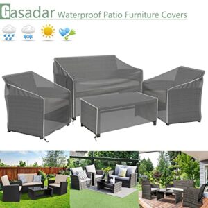 Patio Furniture Covers, Outdoor Furniture Cover Waterproof 4-Piece, Patio Furniture Set Covers, Heavy Duty Patio Covers, Ourdoor Sofa Cover, 2 Chair Covers, Coffee Table Cover Included -XL