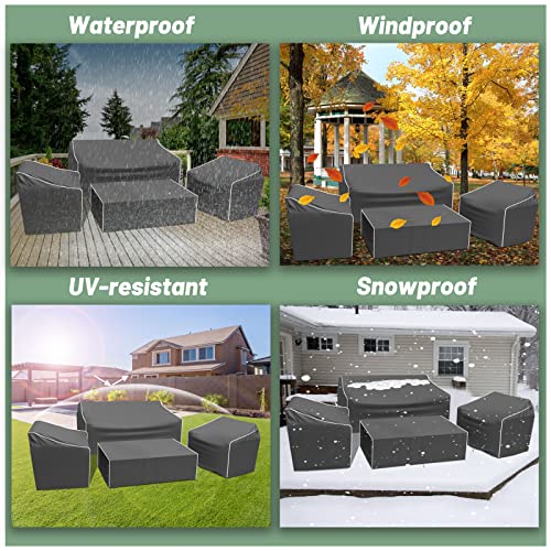 Patio Furniture Covers, Outdoor Furniture Cover Waterproof 4-Piece, Patio Furniture Set Covers, Heavy Duty Patio Covers, Ourdoor Sofa Cover, 2 Chair Covers, Coffee Table Cover Included -XL