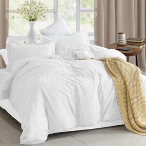 white duvet cover set twin size 100% egyptian cotton 2pcs home bedding set- 1 duvet cover with 1 pillowcase, 400 thread count super soft comforter cover with corner ties(68x90 inches, white)