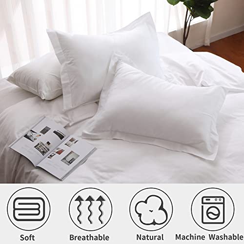 White Duvet Cover Set Twin Size 100% Egyptian Cotton 2Pcs Home Bedding Set- 1 Duvet Cover with 1 Pillowcase, 400 Thread Count Super Soft Comforter Cover with Corner Ties(68x90 Inches, White)