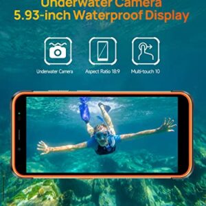 Ulefone Rugged Smartphone, Power Armor 16 Pro 9600mAh Battery, Android 12 4GB+64GB Rugged Phone, 16MP Rear Camera, 5.93" HD+ Screen, 3.5W Loud Speaker, Built-in Glare Flashlight, Dual SIM 4G-Orange