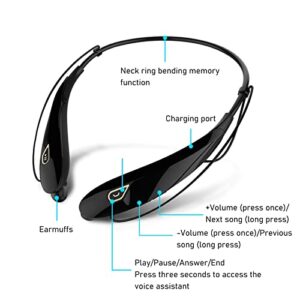 Bluetooth Headphones - Wireless Neckband Headset, Around The Neck Bluetooth Headset, Bluetooth 5.0 Waterproof Sports Earphones with Microphone, for Calls, Work, Music