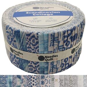 needles quilt studio - 2.5" precut 40 fabric strip bundle (scandinavian cottage) | cotton strips bundles quilting - jelly rolls for quilting assortment fabrics quilters & jellyroll precuts cloth quilt