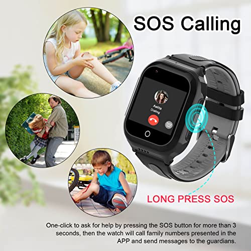 Getfitsoo Wonlex 4G Kids Smartwatch with SIM Card, GPS Smart Watch for Kids, 1.4" Touch Screen Phone Watch with Video Calls, Voice Chat, SOS, Camera, Pedometer, Alarm, Music Player for Boys and Girls