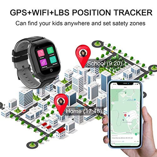 Getfitsoo Wonlex 4G Kids Smartwatch with SIM Card, GPS Smart Watch for Kids, 1.4" Touch Screen Phone Watch with Video Calls, Voice Chat, SOS, Camera, Pedometer, Alarm, Music Player for Boys and Girls