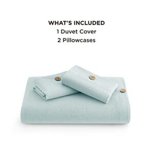 Bedsure Linen Duvet Cover King - Linen Cotton Blend Duvet Cover Set, Spa Blue Linen Duvet Cover, 3 Pieces, 1 Duvet Cover 104x90 Inches and 2 Pillowcases, Comforter Sold Separately