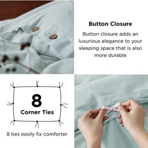 Bedsure Linen Duvet Cover King - Linen Cotton Blend Duvet Cover Set, Spa Blue Linen Duvet Cover, 3 Pieces, 1 Duvet Cover 104x90 Inches and 2 Pillowcases, Comforter Sold Separately