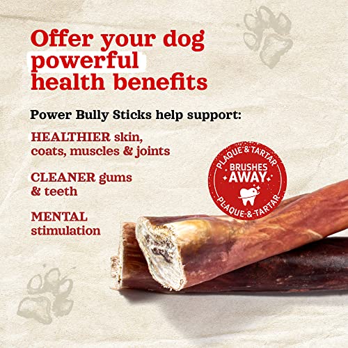 Natural Farm Power Bully Sticks Dog Chews (6”, 5-Pack), 2-in-1 Power Chews: Premium Beef Cheek Wrapped in Beef Pizzle, Long-Lasting, Great Dog Dental Treats Fro Small, Medium & Large Dogs