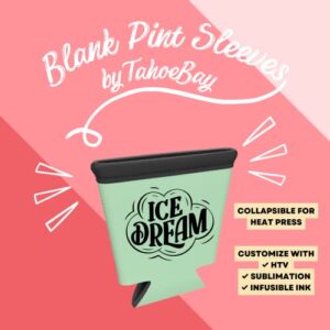 TahoeBay Blank Ice Cream Pint Sleeves (4-Pack) Extra Thick Insulated Neoprene Covers for Tapered Tubs, Customize with Heat Transfer Vinyl and Sublimation (Multicolor)