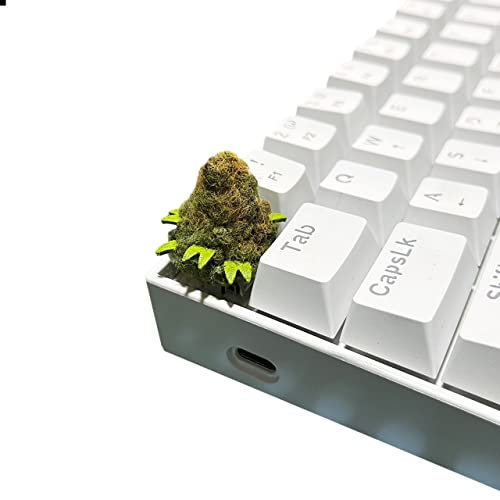 Custom Keycap for Mechanical Gaming Keyboard - Design Marijuana Buds - Artisan Cherry MX Made in Resin with Universal Compatibility - Unique Gift Idea, Green Brown Orange