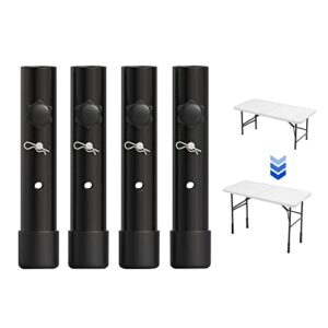 zhoudashu table leg extenders for folding tables, metal table leg extensions for bent and straight legs, adjustable folding table leg risers, 4 pack table height extenders for rise 3.6"/5.23"(7.8in)