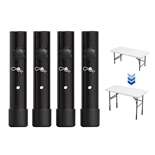 ZhouDaShu Table Leg Extenders for Folding Tables, Metal Table Leg Extensions for Bent and Straight Legs, Adjustable Folding Table Leg Risers, 4 Pack Table Height Extenders for Rise 3.6"/5.23"(7.8in)