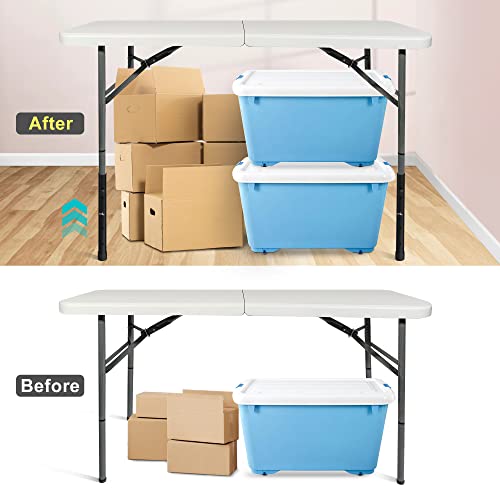 ZhouDaShu Table Leg Extenders for Folding Tables, Metal Table Leg Extensions for Bent and Straight Legs, Adjustable Folding Table Leg Risers, 4 Pack Table Height Extenders for Rise 3.6"/5.23"(7.8in)