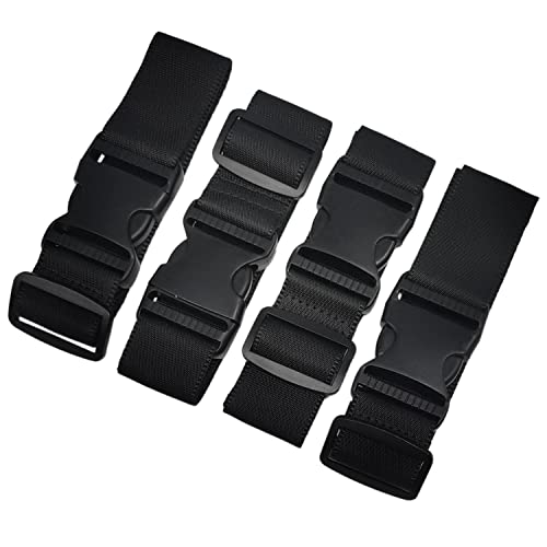 BlueCosto 4X Black Add-A-Bag Luggage Straps Jacket Holder Gripper Suitcase Belts