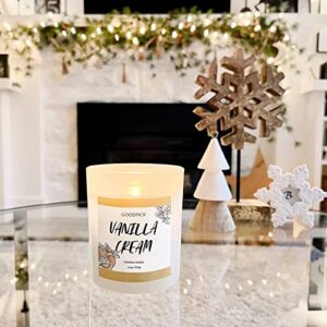 Goodpick Vanilla Cream Scented Candle for Home Decor, Candle Gift for Girls, Soy Candle for Home, White Jar Candle, 11 oz, 50-60 Hours of Burn Time