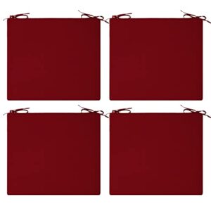 cozyide outdoor chair cushions, waterproof patio seat cushions with adjustable straps, square corner patio chair cushions for garden, burgundy, 18.5x16x3 inch (pack of 4)