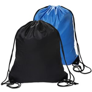 2pcs drawstring bags pe bags drawstring gym bag black draw string bags drawstring backpack for sports, gym, travel, swimming, beach