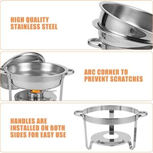 HORESTKIT Round Chafing Dishes Stainless Steel Foldable Chafers and Buffet Warmers Sets, 5QT Foldable Complete Food Warmer, Sliver, 2 Packs