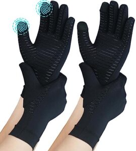 2 pairs full finger copper arthritis compression gloves with touchscreen tips. relief for hand pain, carpal tunnel, rheumatoid, inflammation, tendonitis, trigger finger, rsi, fit for men women (m)