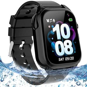 waterproof smart watch for kids 3-12 years boys girls learning toys with 26 puzzle games pedometer camera video recording music player alarm timer hd touchscreen toddler watch birthday gift