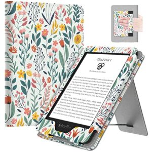 moko case fits all-new 6" kindle (11th generation, 2022 release)/ kindle (10th gen,2019)/kindle (8th gen, 2016), ultra lightweight pu shell cover with auto wake/sleep for kindle 2022, flowers
