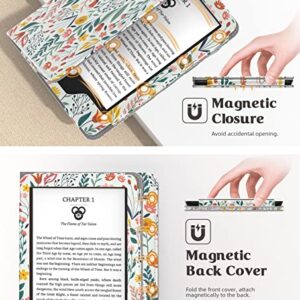 MoKo Case Fits All-New 6" Kindle (11th Generation, 2022 Release)/ Kindle (10th Gen,2019)/Kindle (8th Gen, 2016), Ultra Lightweight PU Shell Cover with Auto Wake/Sleep for Kindle 2022, Flowers