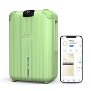 MANITYA Small Dehumidifier for Bedroom, 580 sq ft Smart Mini Dehumidifiers for Bathroom with APP, Small Space Portable Dehumidifiers 60oz Capacity for Home Room Closet RV (Green)