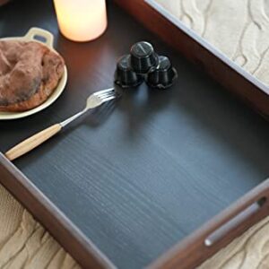 CRAZYWOOD 22x13 Inches Walnut with Carry Handle Black Ottoman Tray Serve Tea Coffee or Breakfast in Bed Classic Wooden Decorative Serving Tray