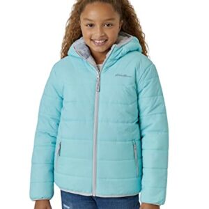 Eddie Bauer Girls' Reversible Jacket - Deer Harbor Waterproof Lightweight Puffer Coat with Faux Shearling Lining (5-20), Size 5/6, Aqua